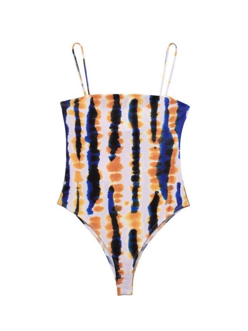 Zara Blue, Orange & Black Tie-Dye Bodysuit